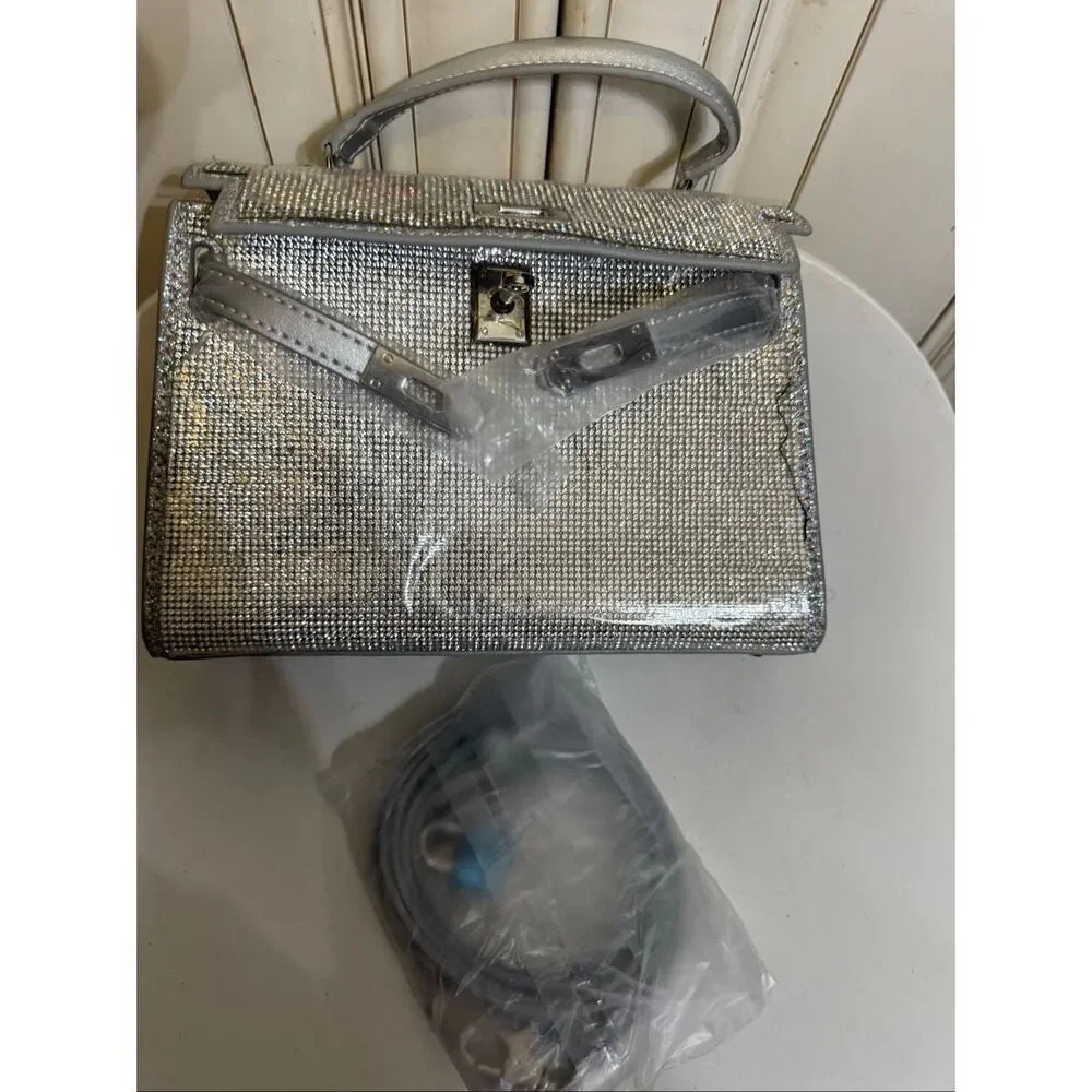 Lola+The Boys Women's Rhinestone Crystal Dream Evening Purse Silver OS NWT